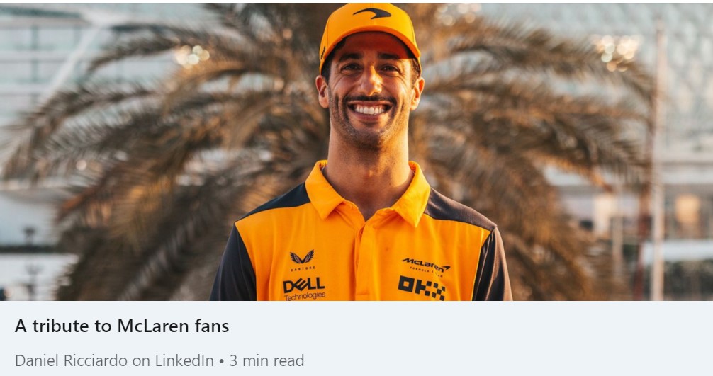 Daniel Ricciardo is one of the nice guys. Selflessness and optimism were of display always when he was at McLaren. Selflessness and Courage are two Access Mining values and important in high performing underground mining. And Dan had it in spades.